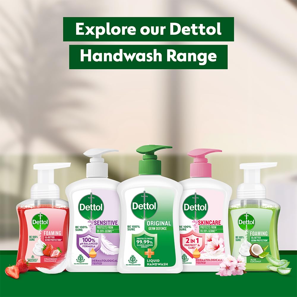 Dettol Liquid Handwash Dispenser Bottle Pump (210ml, Buy 1 Get 1 Free)- Original Hand Wash