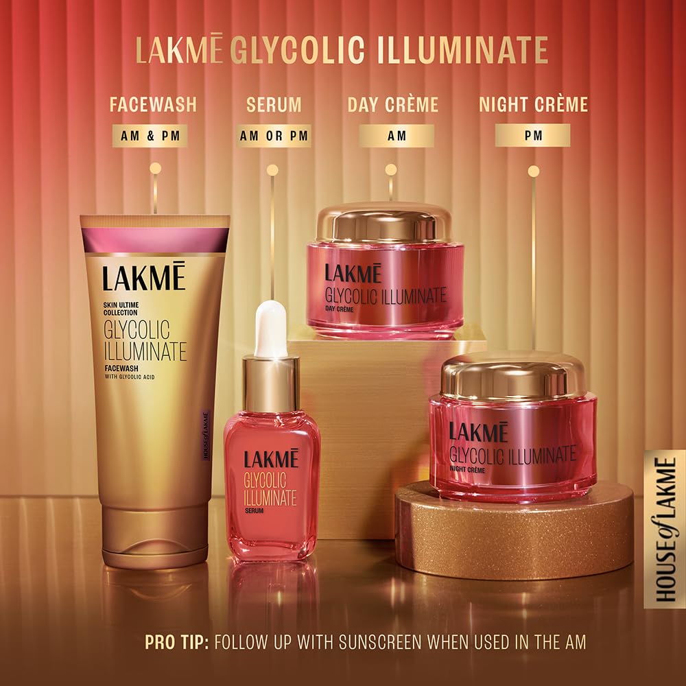 Lakme Glycolic Illuminate Serum 15 ml| 1% Glycolic Acid Reduces Dullness & Improves Texture