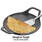 Hawkins Futura 27 cm Cast Iron Dosa Tava, Pre-Seasoned Cast Iron Flat Tawa for Roti, Cast Iron Cookware for Kitchen, Black (CIDT27)