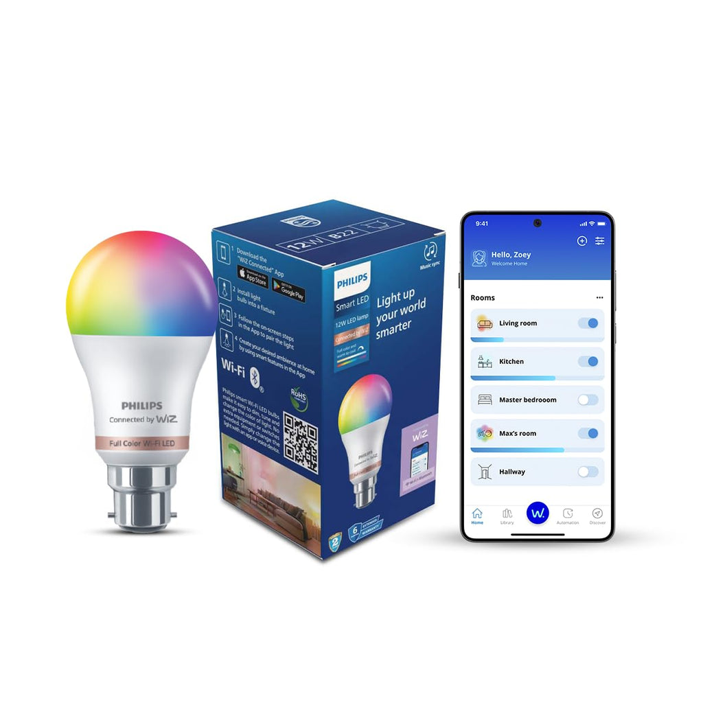 PHILIPS WiZ Neo 12W B22 Wi-Fi & Bluetooth LED Smart Bulb with Music Sync, Compatible with Amazon Alexa & Google Assistant, 16 Million Colours &..