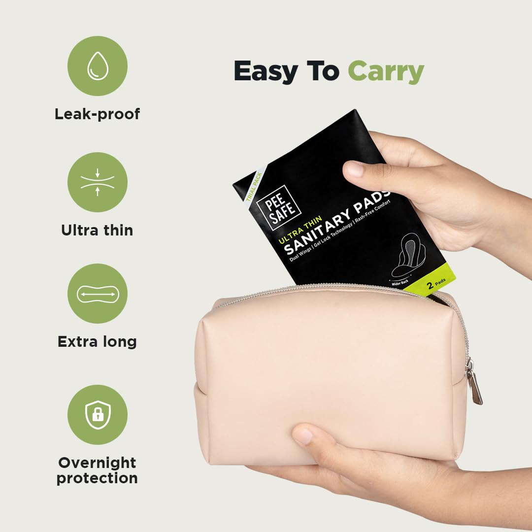 Pee Safe Comfort Ultra Thin Sanitary Pads XXL | 2 Pads | Rash Free | Ultra Soft, Dual Wings, Toxin Free, Extra Long, Cottony Soft Sanitary Napkins For Ultra...
