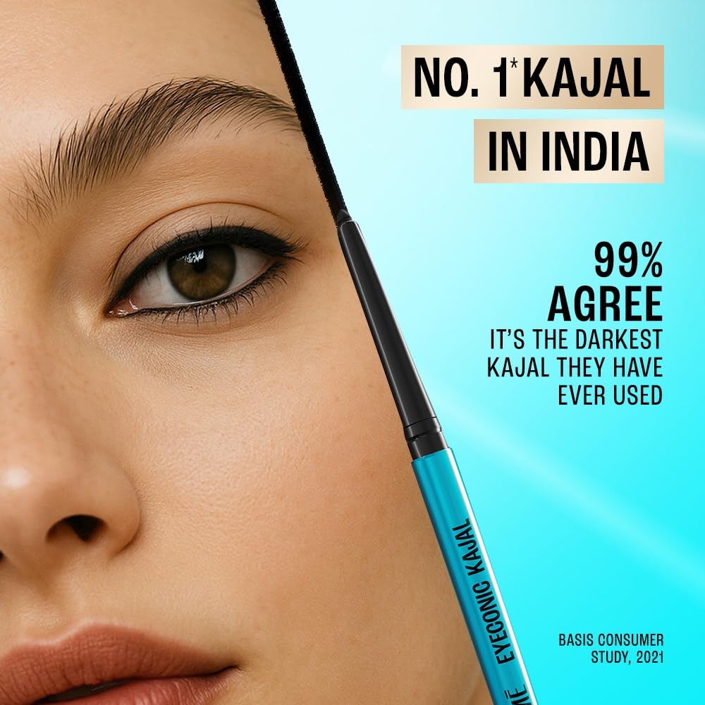 Lakme Eyeconic Kajal, Matte Waterproof Kohl, Smudgeproof Kajal Pencil that lasts 24 Hrs, Midnight Blue, 0.35g