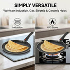 CELLO Aluminium Non-Stick Induction Base Dosa Tawa with Detachable Bakelite Handle 28 CM Black