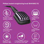 Philips Professional Hair Dryer BHD356/10 2100 Watts Thermoprotect, 6 Heat & Speed Settings, Black & Philips Heated Hair Straightening Brush BHH880/10, Black