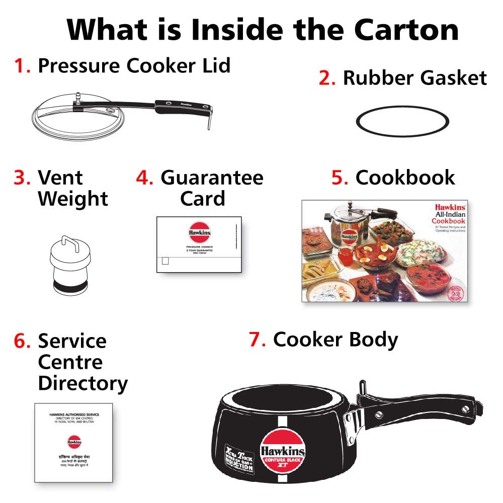 Hawkins 1.5 Litre Contura Black XT Pressure Cooker, Small Induction Cooker, Extra Thick Handi Cooker, Black (CXT15)