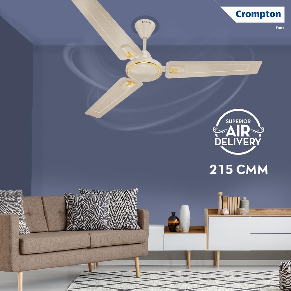 Crompton SUREBREEZE HILL BRIZ NEO 1200 mm (48 inch) Ceiling Fan (Ivory) Star rated energy efficient fans