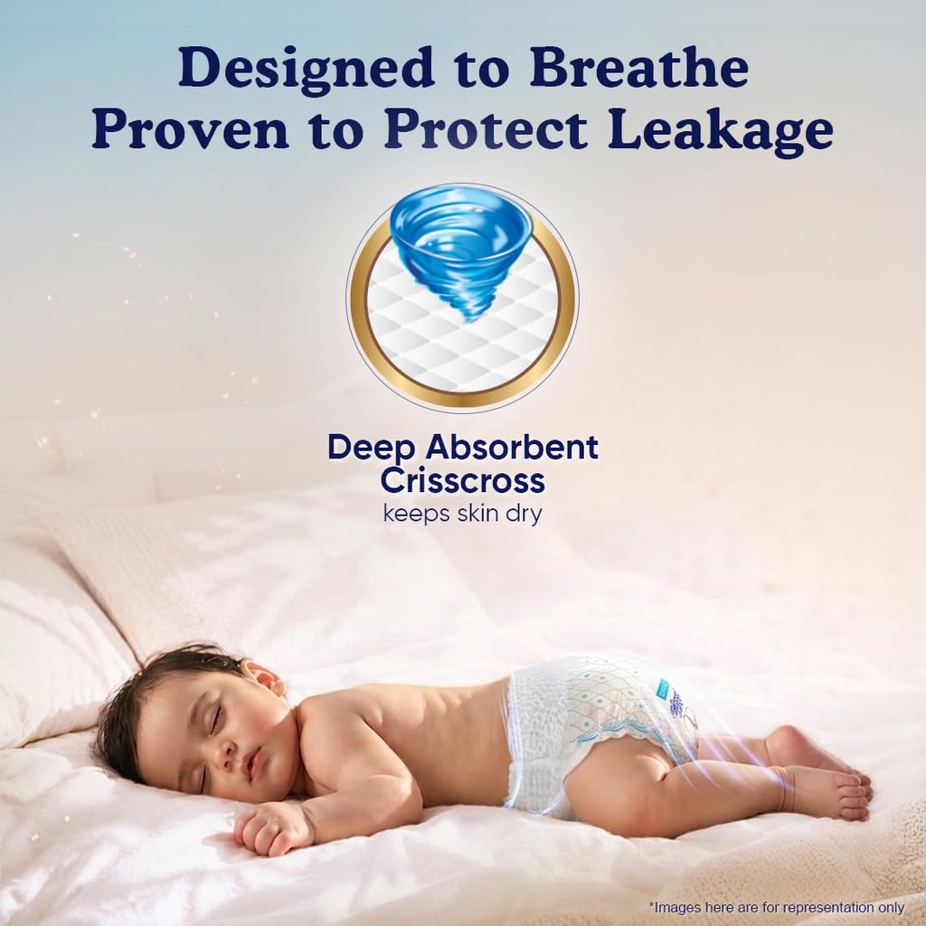 MamyPoko Pants Skin Breathe Care | Baby Diapers Medium Size (M) | 62 Count | 7-12Kgs | Half Skin Touch Airy Sheet | 3X Breathable | Derma Tested