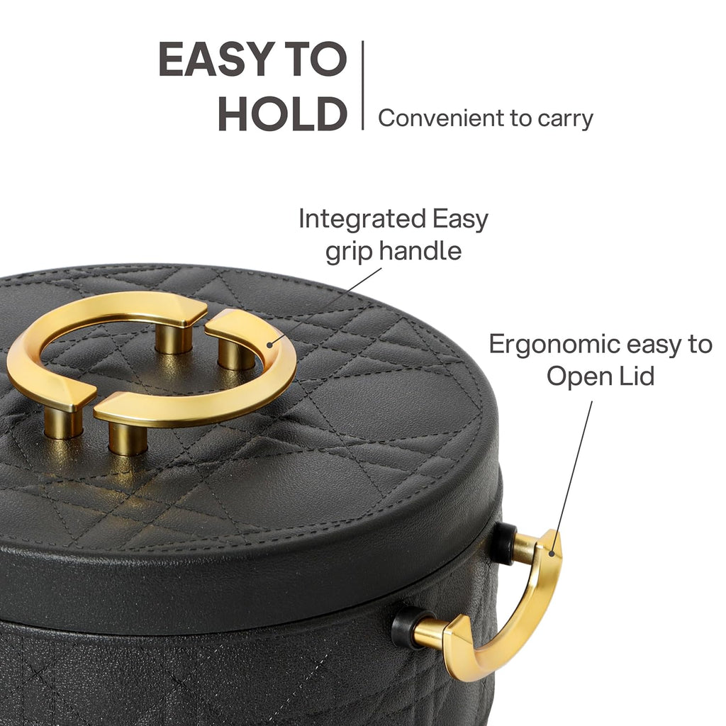 CELLO Ornetto 2000 Insulated Steel Casserole Hot Box For Kitchen 2000 ml Black |