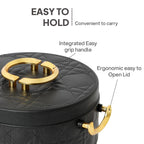 CELLO Ornetto 2000 Insulated Steel Casserole Hot Box For Kitchen 2000 ml Black |