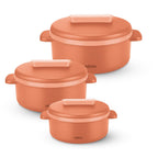 MILTON Micronova Jr. Gift Set Inner Stainless Steel Casserole, Set of 3 (380 ml, 775 ml, 1345 ml)