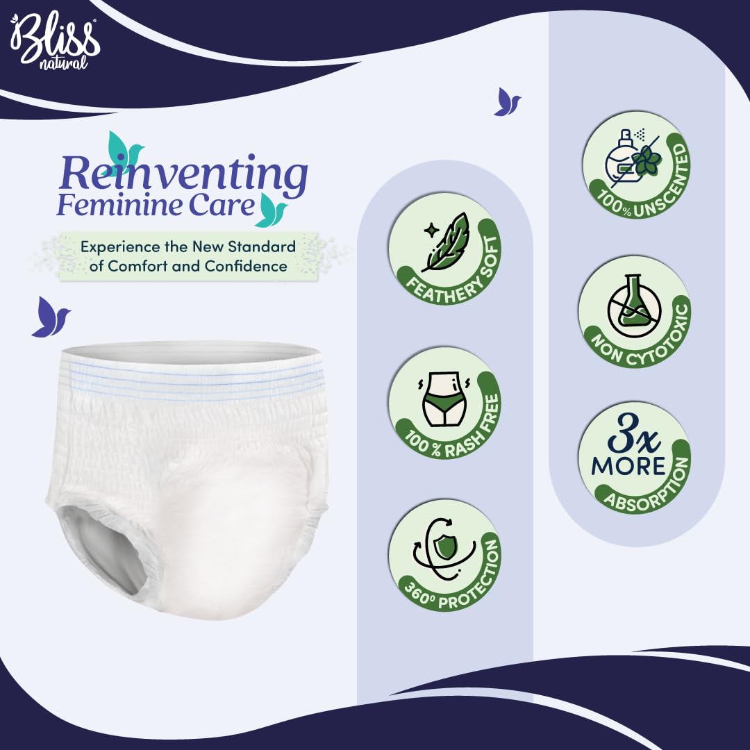 BLISSNATURAL Disposable Period Panties For Girls | (L-XL) Pack of 5 |