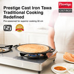 Prestige Ceraglide Ceramic Coated 28cm Non-Stick Omni tawa | Consumes Less Oil | Preferred for High Heating & Even Heating | Stain-Resistant | Gas & Induction Compatible
