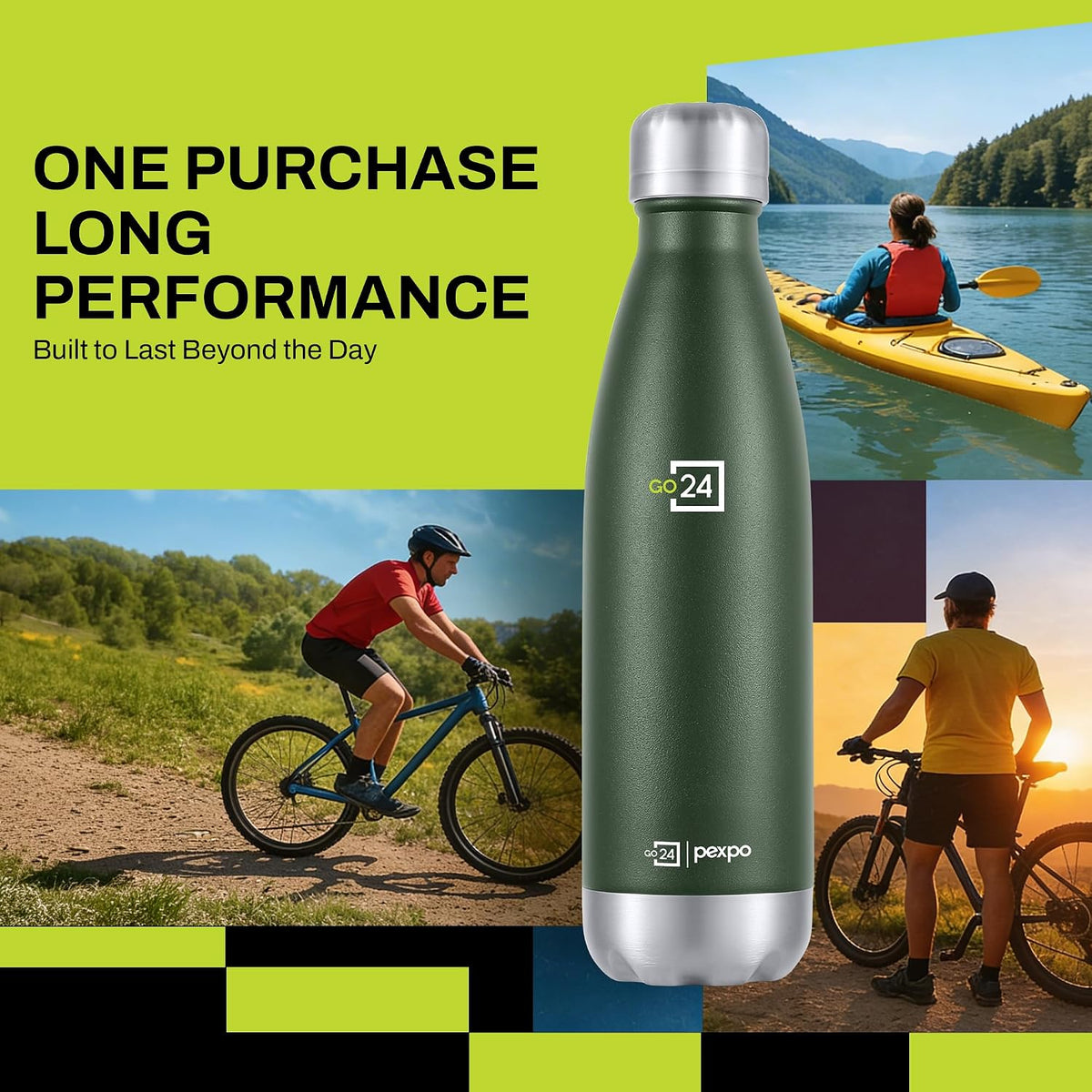 Stainless Steel Water Bottle Electro Military Green 500ml