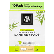 PEESAFE Organic Cotton, Biodegradable Sanitary Pads (Pack of 10, Regular)