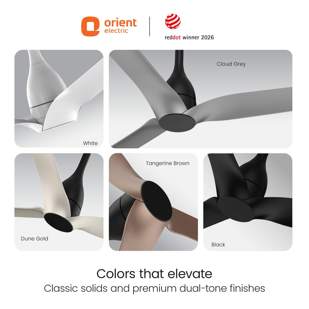 Orient Electric Aerosilent | India’s Most Silent Fan | Less than 50dB| 1200mm BLDC Ceiling Fan with Remote | BEE 5-Star Energy-Efficient Fan | Red Dot..