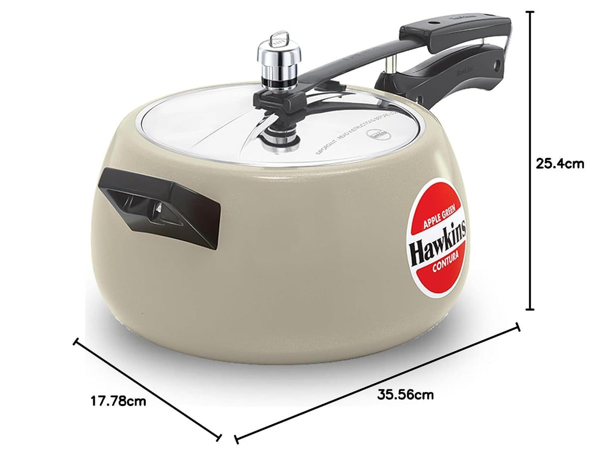 Hawkins Ceramic- Coated Contura 5L Green Apple Pressure Cooker