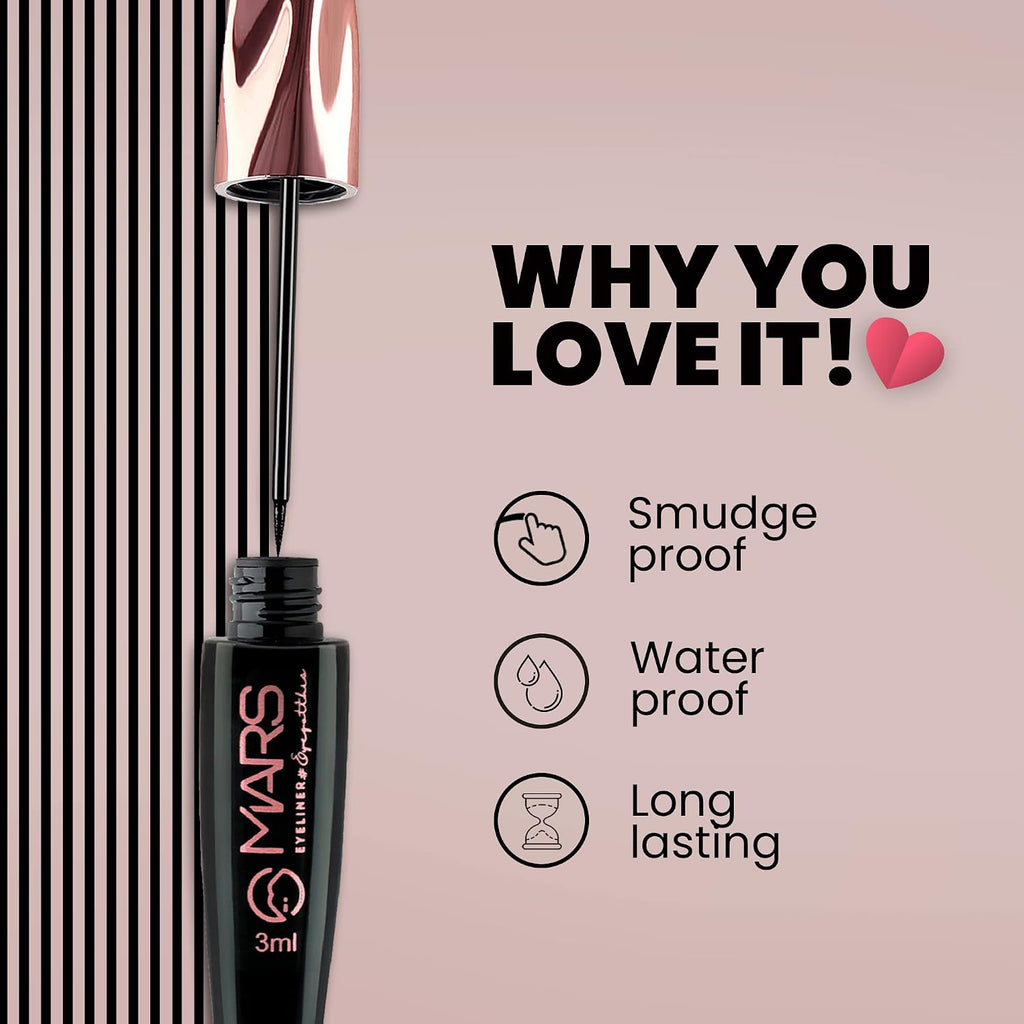 MARS Glossy Liquid Eye Got This Eyeliner | Quick Drying & Smudge Proof | Long Lasting Eye Liner with Fine Tip (7 ml)
