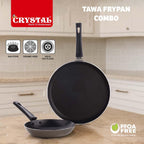 Crystal Nonstick Cookware Set - 2 Pcs | Tawa 280mm + Fry Pan 200 mm | Gas Stove Compatible | Multicolour