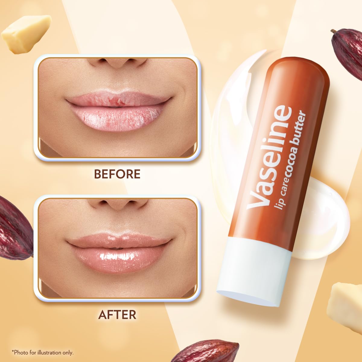 Vaseline Lip Care Cocoa Butter Lip Balm Stick 4.8g (Pack of 2)