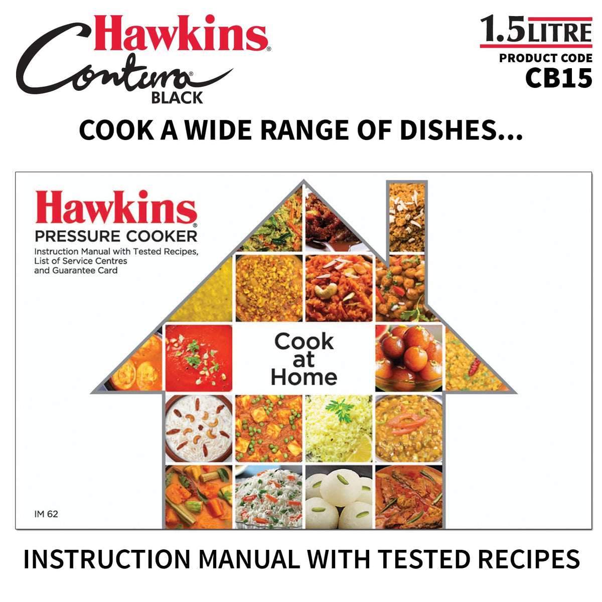 Hawkins 1.5 Litre Contura Black Pressure Cooker, Hard Anodised Inner Lid Cooker, Baby Cooker, Black(CB15)