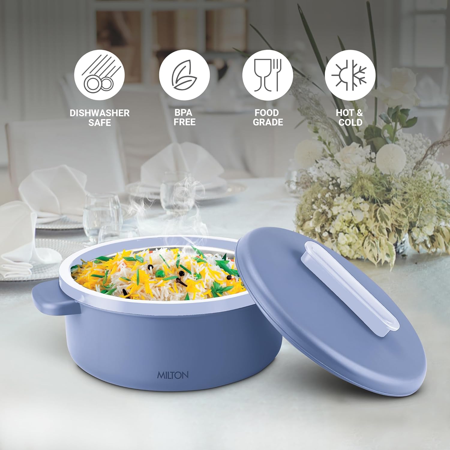 MILTON Micronova Jr. Gift Set Inner Stainless Steel Casserole, Set of 3 (380 ml, 775 ml, 1345 ml)