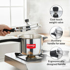 Prestige 5 Litre Aluminium Popular Outerlid Pressure Cooker | Virgin Aluminium| Gas Compatible|Controlled Gasket Release System|5 years warranty|ISI Certified