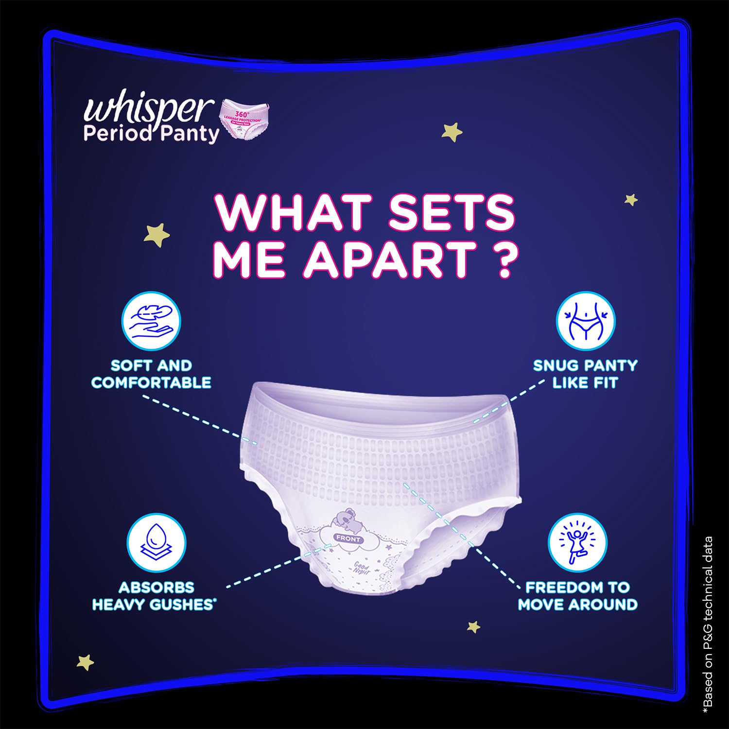 Whisper Super Absorbent Period Panty, 12 M-L Pants, 360 Degree Leakage Protection* for Heavy Flow, Panty like Fit, Full back Coverage, Absorbs Heavy Gushes,...