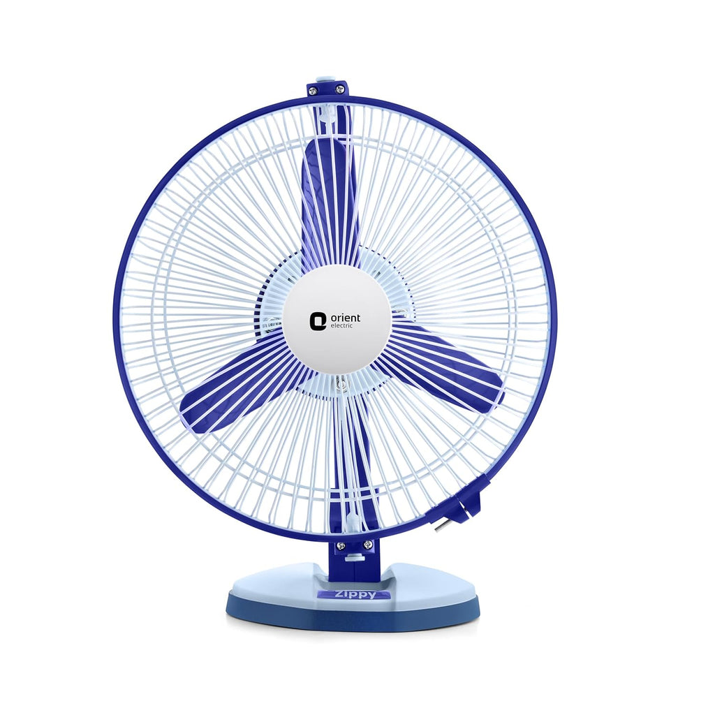 Orient Electric 230 MM Zippy Table cum Wall Fan | 2-in-1 Multi-purpose Fan | 2500 RPM High Speed | Adjustable Rocker for upward, downward movement | 2 year Warranty by Orient | White-Blue colour