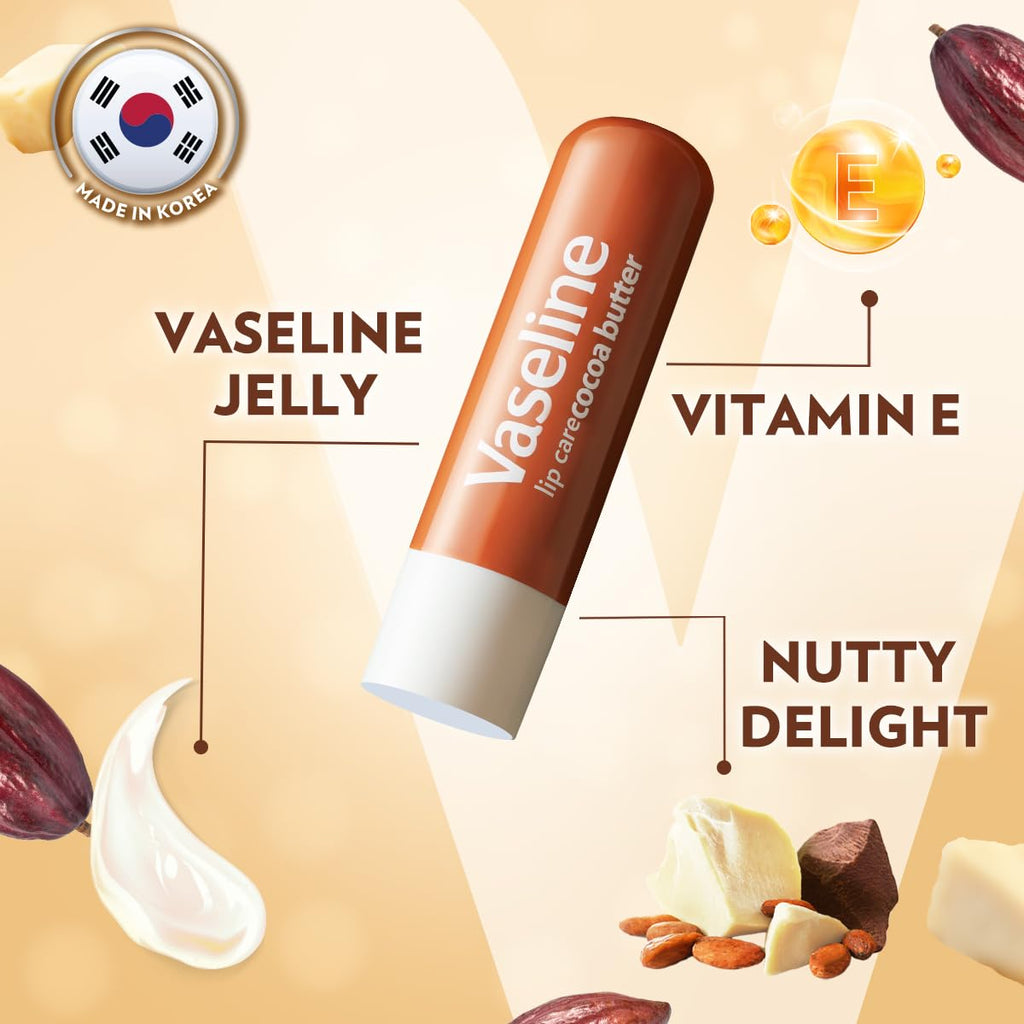 Vaseline Lip Care Cocoa Butter Lip Balm Stick 4.8g (Pack of 2)