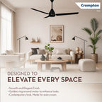 Crompton Energion Hyperboost 1200mm BLDC Ceiling Fan | Point Anywhere Remote Control | BEE 5 Star Rated Energy Efficient | Superior Air Delivery |Matte Black  2 Year...