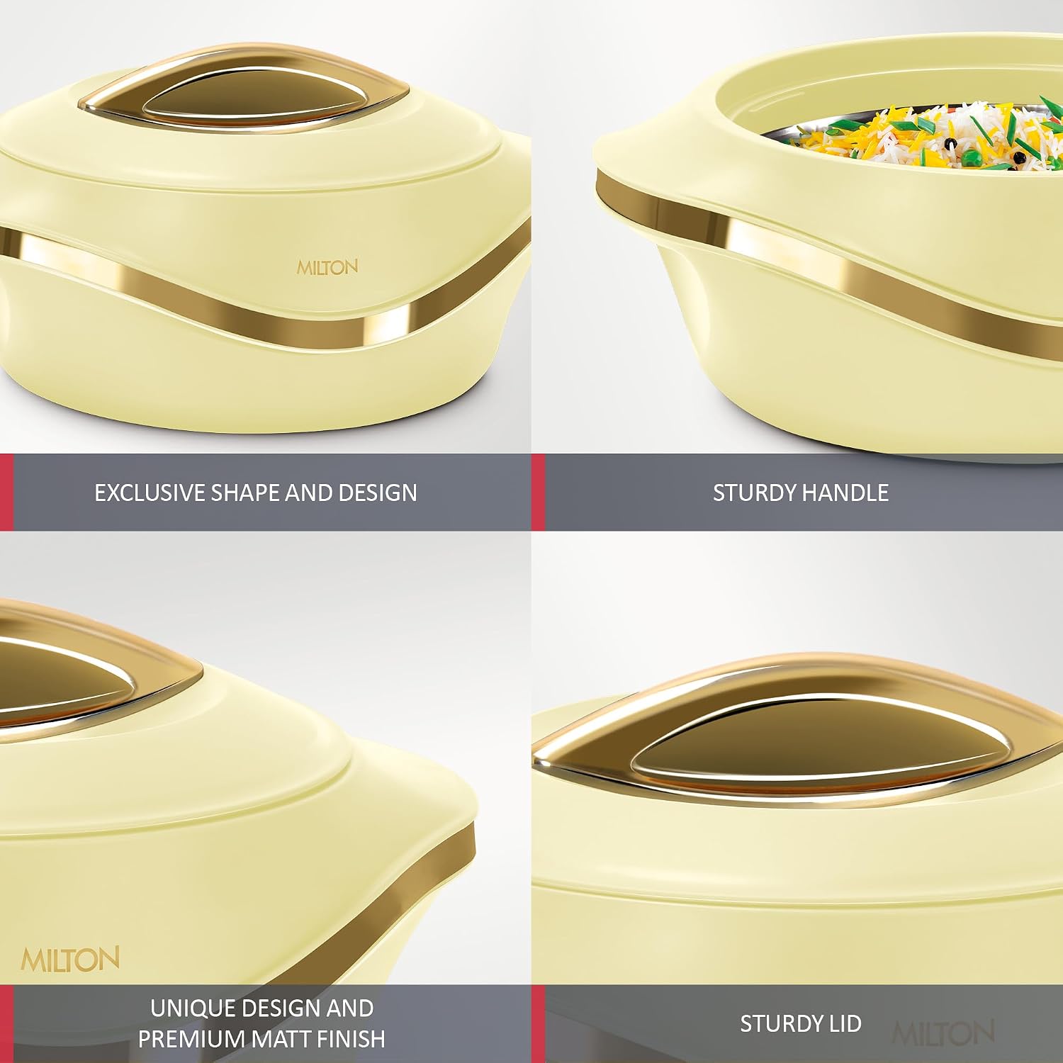 MILTON Pearl 2500 Inner Stainless Steel Casserole, 2.1 litres, Ivory