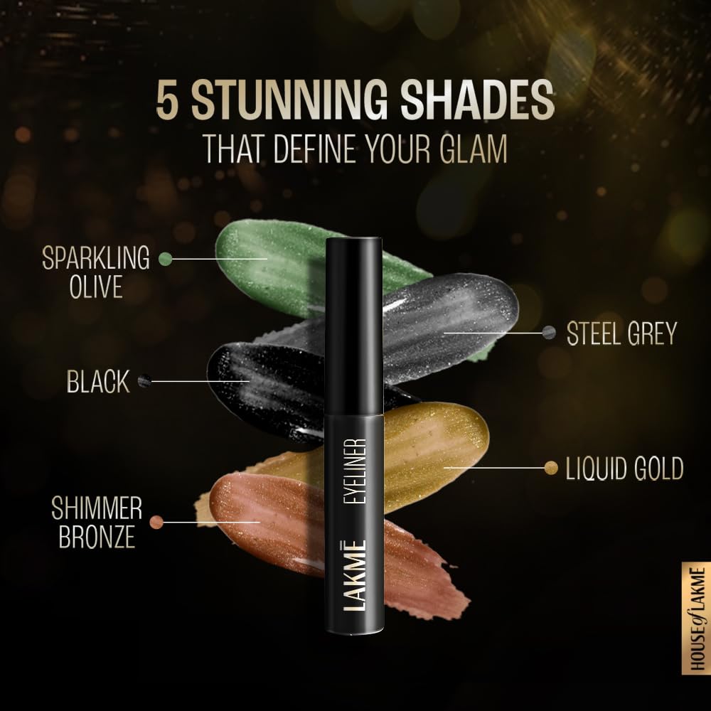 Lakme Unreal Precision Liquid Eye Liner Long Lasting Matte & Shimmer Finish, Lightweight & Smudgeproof Eye Liner, Black, 4.5ml