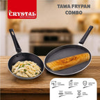 Crystal Nonstick Cookware Set - 2 Pcs | Tawa 280mm + Fry Pan 200 mm | Gas Stove Compatible | Multicolour