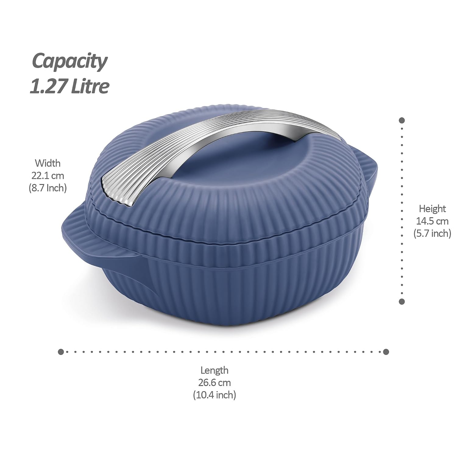 MILTON Oyster 1500 PU Insulated Inner Stainless Steel Casserole, 1275 ml, Royal Blue