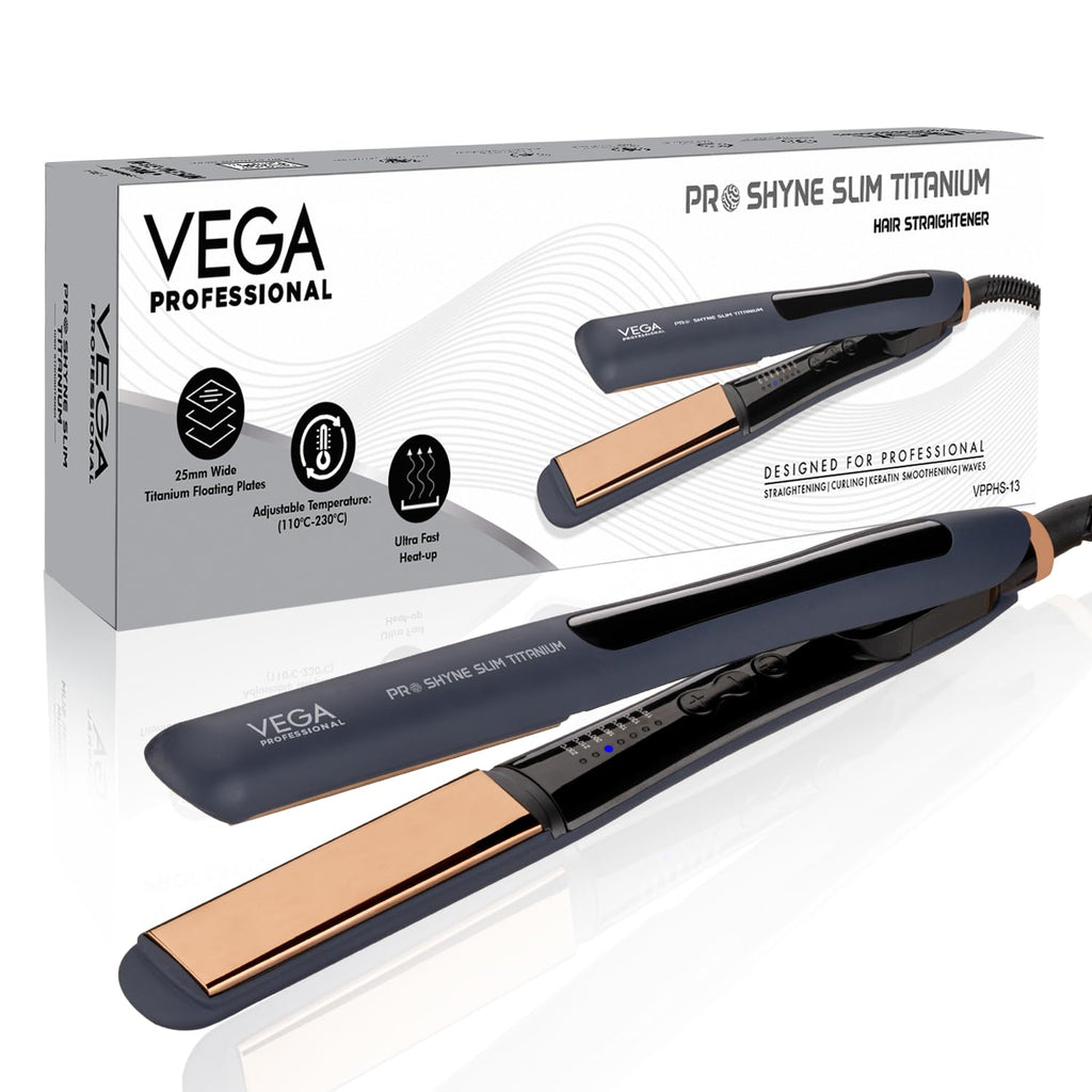 VEGA PROFESSIONAL Pro-Shine Slim Titanium Hair Straightener with 25mm
