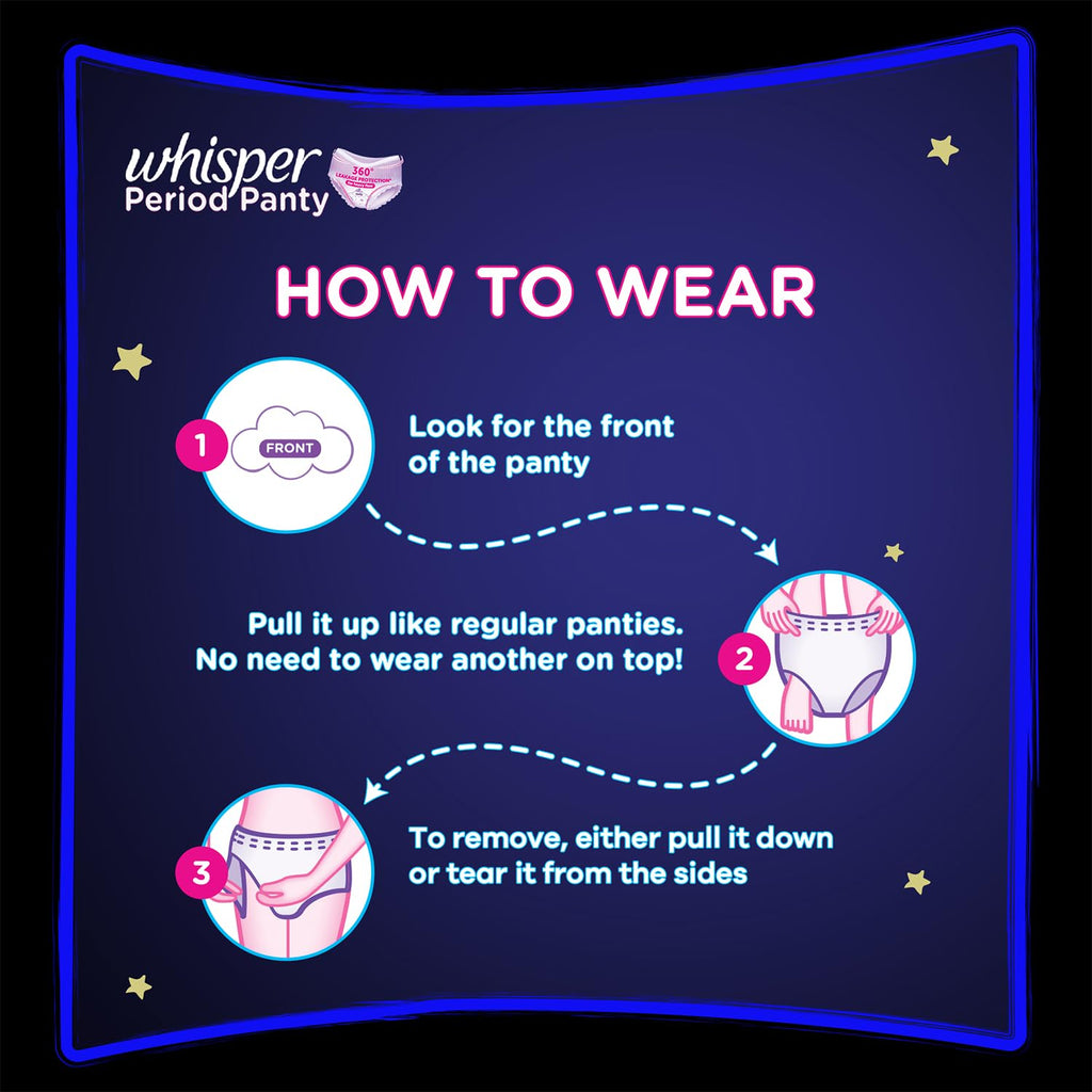 Whisper Super Absorbent Period Panty, 12 M-L Pants, 360 Degree Leakage Protection* for Heavy Flow, Panty like Fit, Full back Coverage, Absorbs Heavy Gushes,...