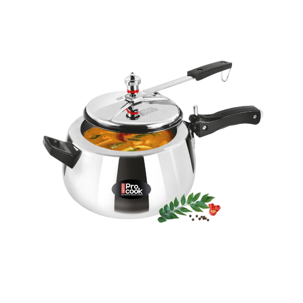 Milton Pro Cook Aluminium Induction Curve Pressure Cooker With Inner Lid, 5 Litre, Silver | Hot Plate Safe | Flame Safe