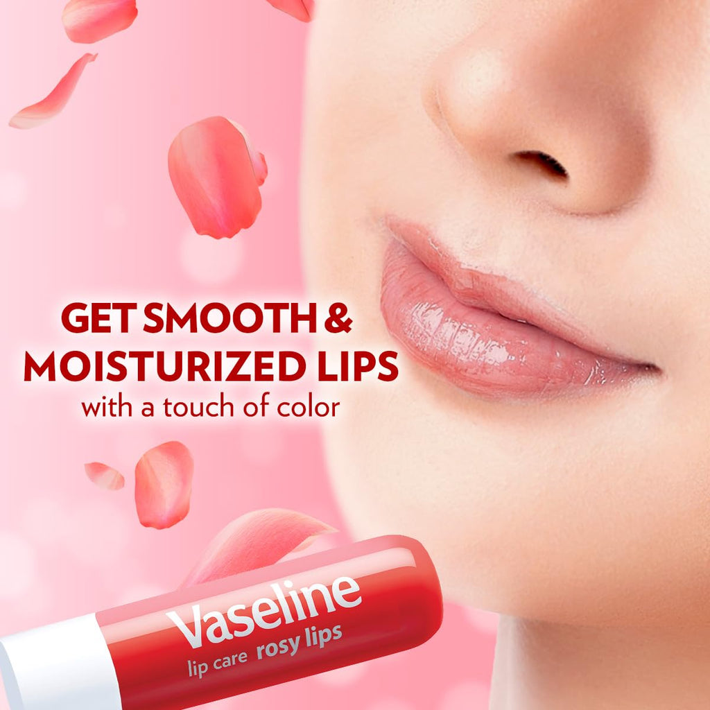 Vaseline Lip Care | Rosy Lips Tinted Lip Balm Stick | up to 48Hr moisturization | with almond oil & rose extract | made in South Korea | 4.8g