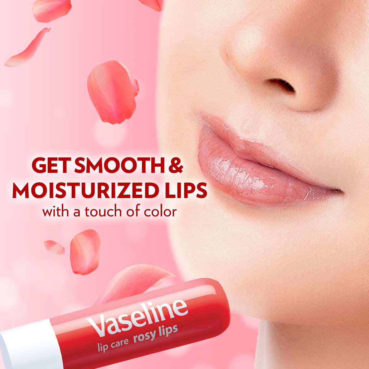 Vaseline Lip Care | Rosy Lips Tinted Lip Balm Stick | up to 48Hr moisturization | with almond oil & rose extract | made in South Korea | 4.8g