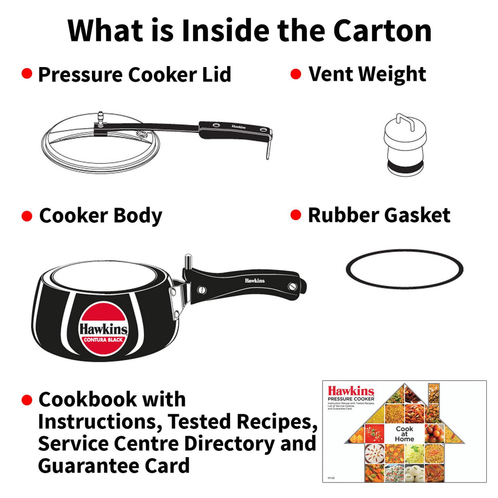 Hawkins 1.5 Litre Contura Black Pressure Cooker, Hard Anodised Inner Lid Cooker, Baby Cooker, Black(CB15)