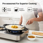 Prestige Ceraglide Ceramic Coated 28cm Non-Stick Omni tawa | Consumes Less Oil | Preferred for High Heating & Even Heating | Stain-Resistant | Gas & Induction Compatible