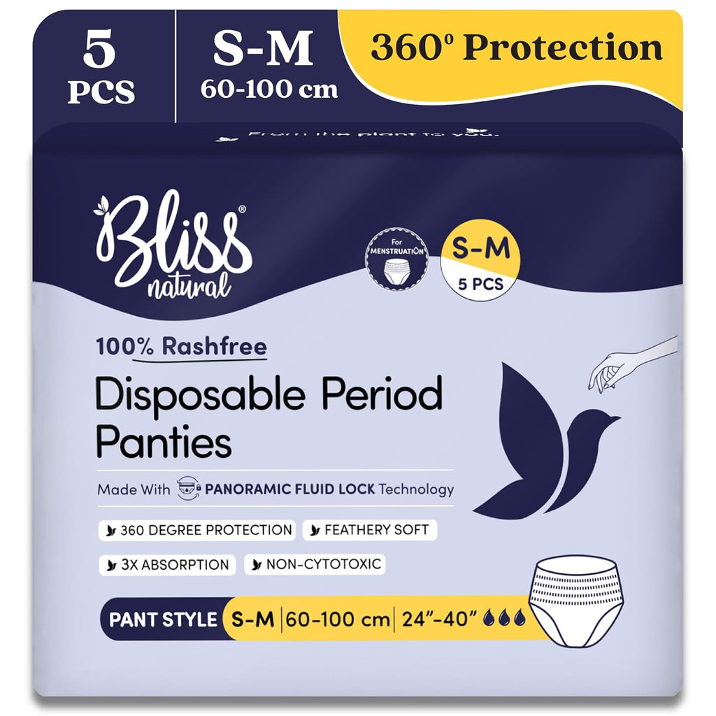 BLISSNATURAL Disposable Period Panties For Girls | (S-M) Pack of 5