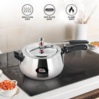 Milton Pro Cook Aluminium Induction Curve Pressure Cooker With Inner Lid, 5 Litre, Silver | Hot Plate Safe | Flame Safe