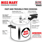 Hawkins Aluminium 6 Litre Miss Mary Pressure Cooker, Inner Lid Cooker, Silver (Mm60)