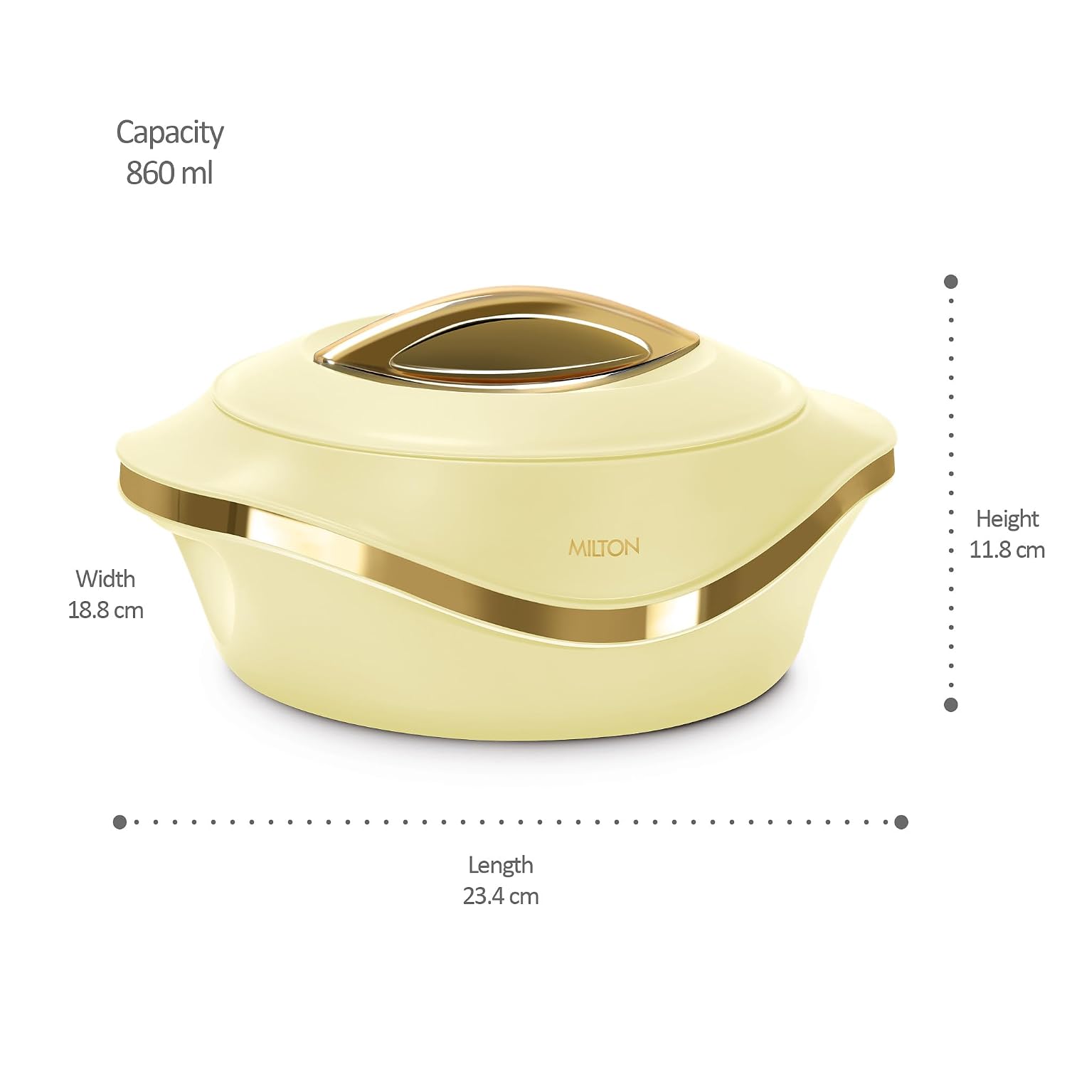 MILTON Pearl 1000 Inner Stainless Steel Casserole, 860 ml, Ivory