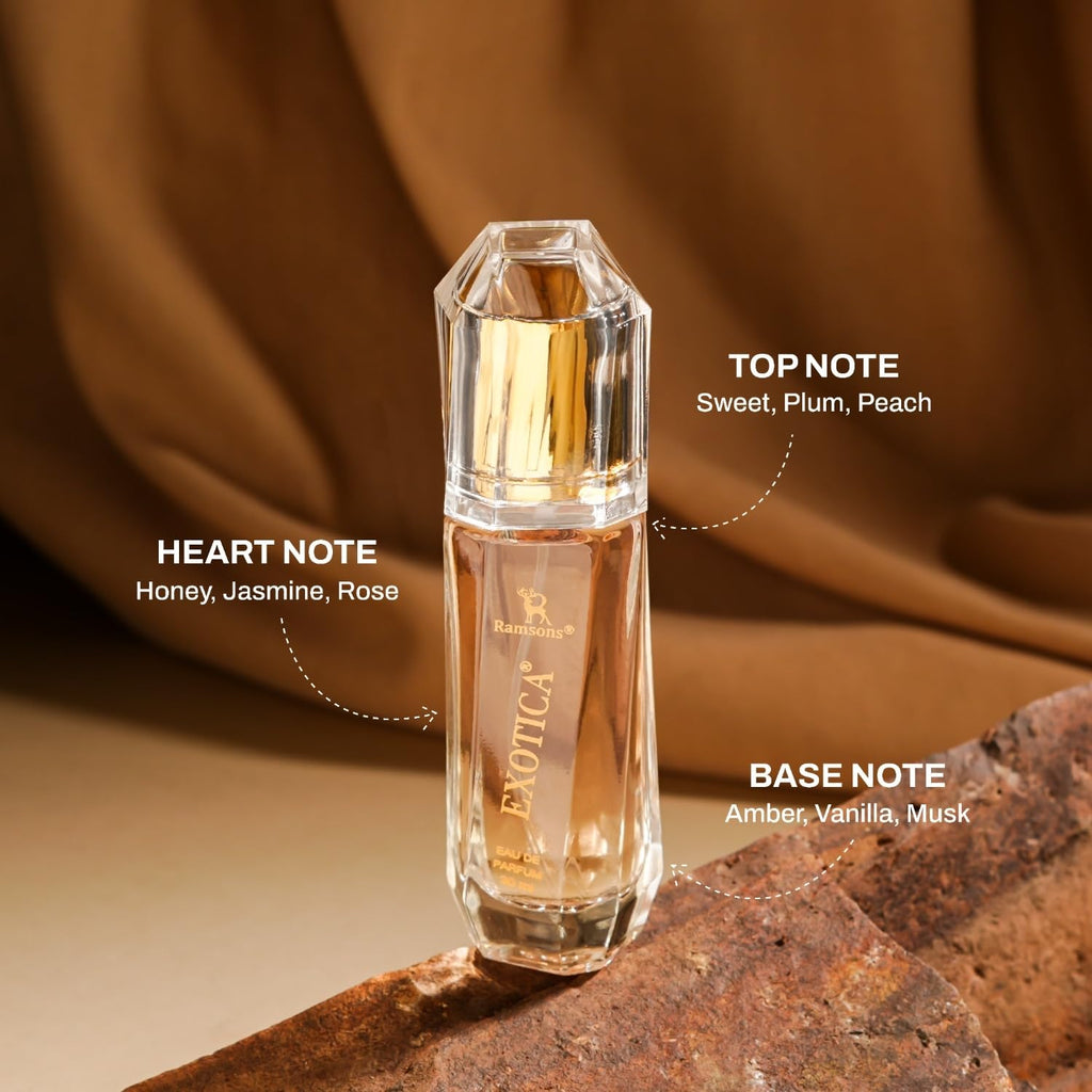 Ramsons Exotica Perfume for Women - 30ml | TN - Fruity,Sweet, Plum & Green | MN - Honey & Floral | BN - Amber, Vanilla & Musk