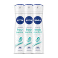 NIVEA Unisex Fresh Comfort Deodorant Spray For , 150 Ml (Pack Of 3)