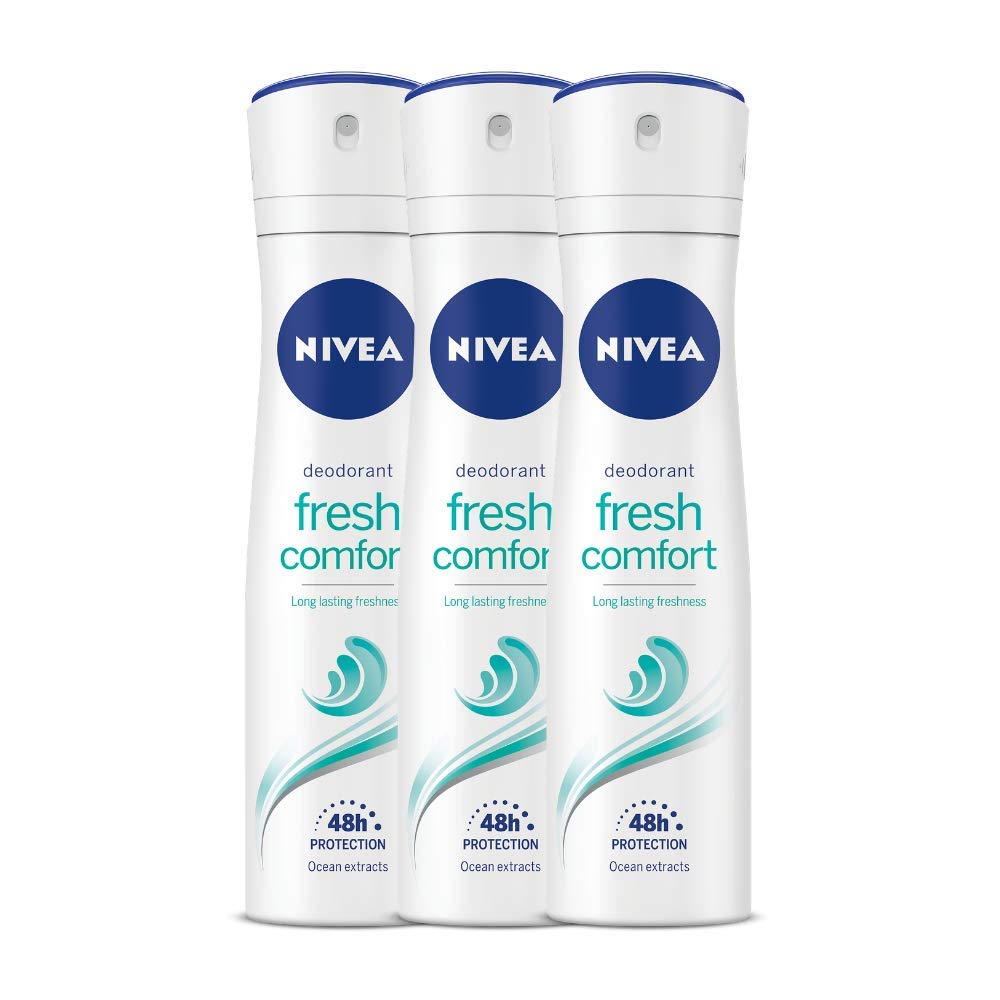 NIVEA Unisex Fresh Comfort Deodorant Spray For , 150 Ml (Pack Of 3)