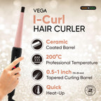VEGA I-Curl Hair Curler For Women With Ceramic Coated 0.5 Inch-1 Inch Barrel