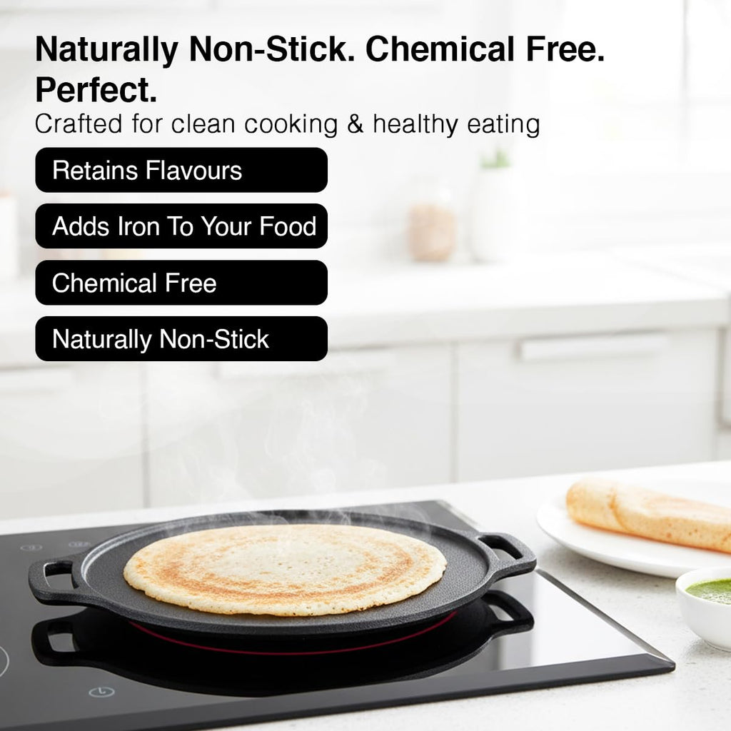 Prestige Ceraglide Ceramic Coated 28cm Non-Stick Omni tawa | Consumes Less Oil | Preferred for High Heating & Even Heating | Stain-Resistant | Gas & Induction Compatible